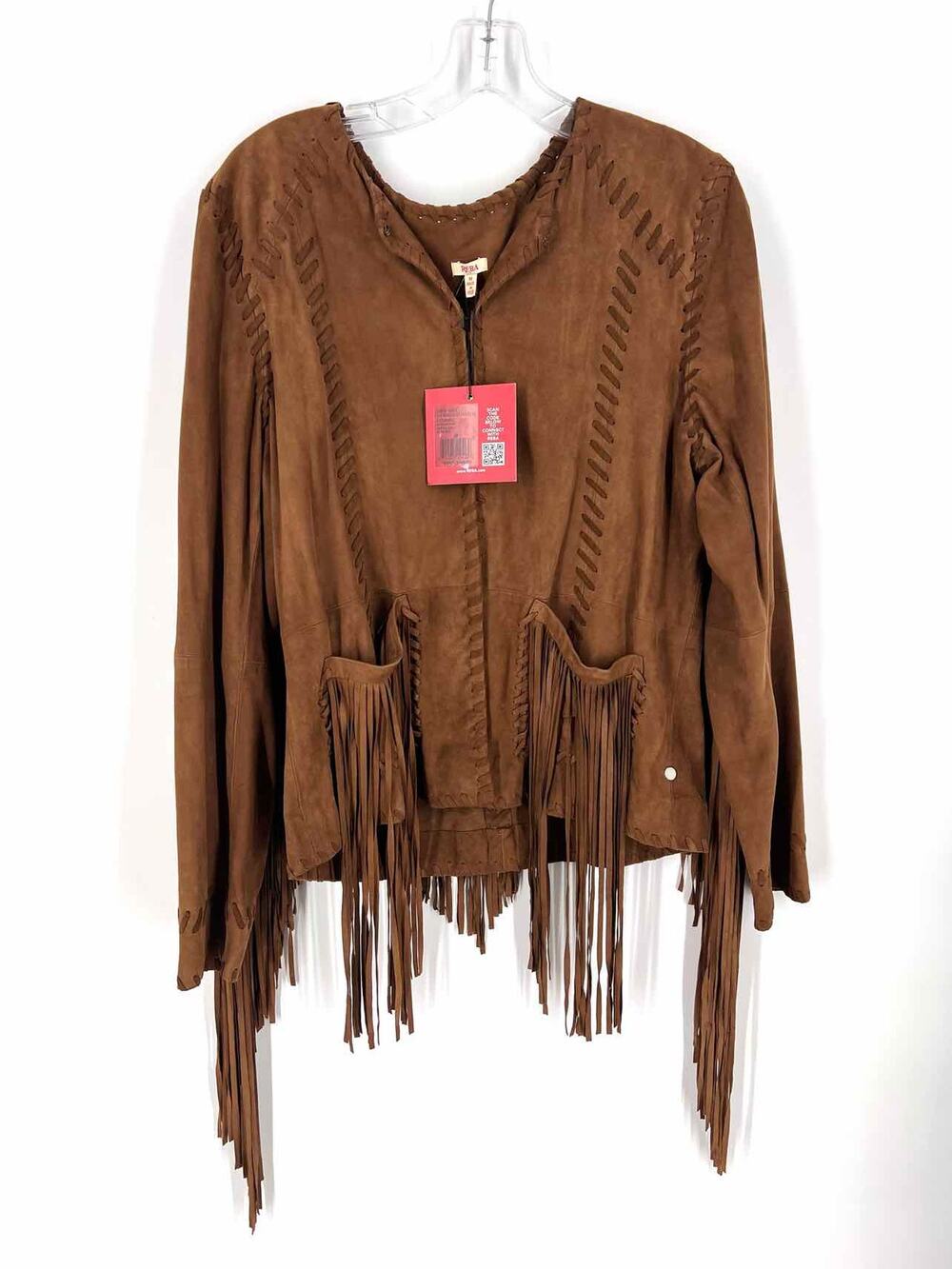 Reba Size M Brown Whipstitch Leather NEW Designer Jacket